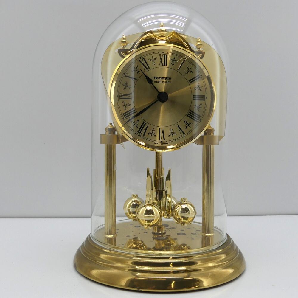 VTG Remington Multi-Quartz Anniversary Glass Domed Mantle Clock Germany See Desc